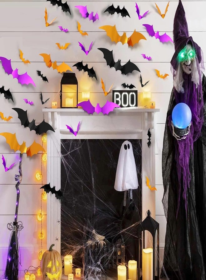 Incrizma 68Pcs Bat Wall Decor, Halloween Bats Decorations 3D Bats WallDecor Realistic Felt Bats Stickers for Outdoor DIY Home Decor Party Supplies (Halloween Bat PInk N Black) - Image 2